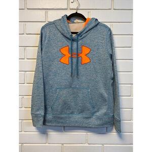 Under Armour Womens Blue & Orange Coldgear Fleece Pullover Hoodie Sporty NO SIZE